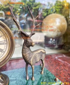 Đồng Hồ Hươu Bằng Đồng Lên Dây Cót Decor