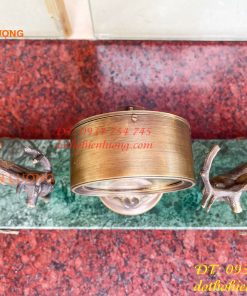 Đồng Hồ Hươu Bằng Đồng Lên Dây Cót Decor
