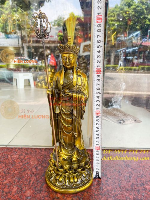 Tượng Địa Tạng Đứng Cao 35cm Bằng Đồng