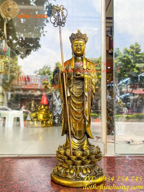 Tượng Địa Tạng Đứng Cao 35cm Bằng Đồng