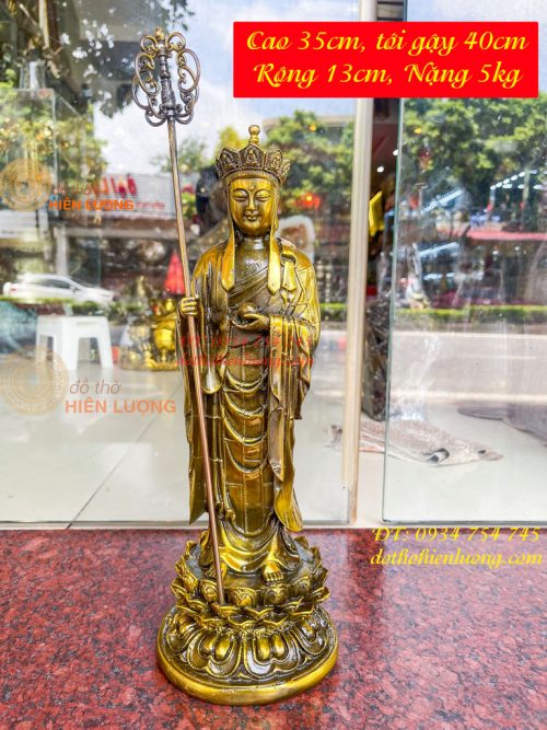 Tượng Địa Tạng Đứng Cao 35cm Bằng Đồng