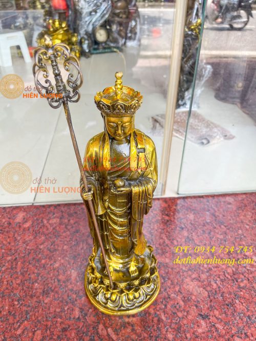Tượng Địa Tạng Đứng Cao 35cm Bằng Đồng