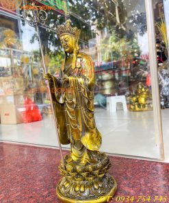 Tượng Địa Tạng Đứng Cao 35cm Bằng Đồng