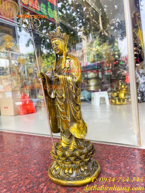 Tượng Địa Tạng Đứng Cao 35cm Bằng Đồng