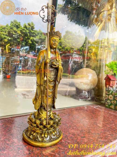 Tượng Địa Tạng Đứng Cao 35cm Bằng Đồng