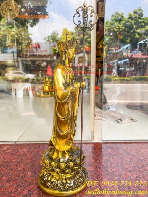 Tượng Địa Tạng Đứng Cao 35cm Bằng Đồng