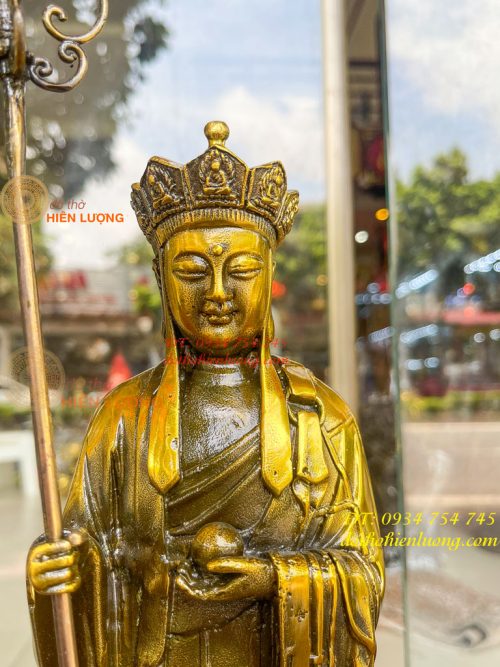 Tượng Địa Tạng Đứng Cao 35cm Bằng Đồng