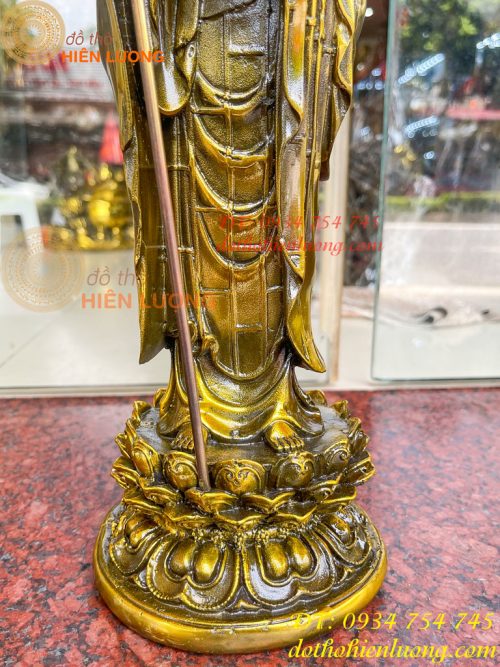 Tượng Địa Tạng Đứng Cao 35cm Bằng Đồng