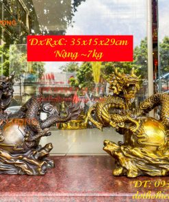 Tượng Rồng Ôm Địa Cầu Bằng Đồng Phong Thủy