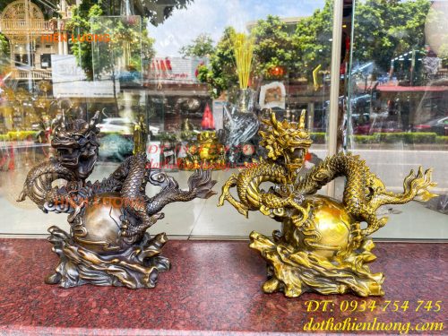 Tượng Rồng Ôm Địa Cầu Bằng Đồng Phong Thủy