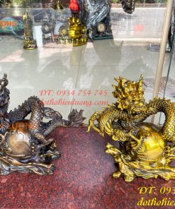 Tượng Rồng Ôm Địa Cầu Bằng Đồng Phong Thủy