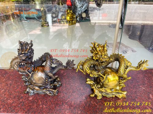Tượng Rồng Ôm Địa Cầu Bằng Đồng Phong Thủy