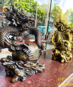Tượng Rồng Ôm Địa Cầu Bằng Đồng Phong Thủy