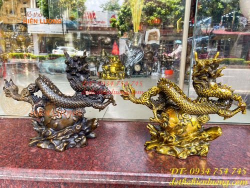 Tượng Rồng Ôm Địa Cầu Bằng Đồng Phong Thủy