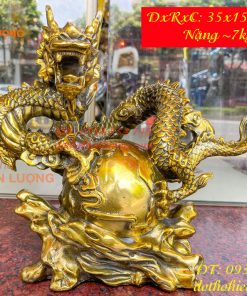 Tượng Rồng Ôm Địa Cầu Bằng Đồng Phong Thủy