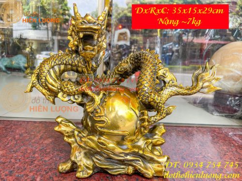 Tượng Rồng Ôm Địa Cầu Bằng Đồng Phong Thủy