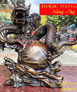 Tượng Rồng Ôm Địa Cầu Bằng Đồng Phong Thủy