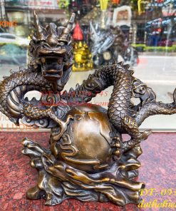 Tượng Rồng Ôm Địa Cầu Bằng Đồng Phong Thủy