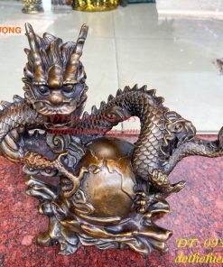 Tượng Rồng Ôm Địa Cầu Bằng Đồng Phong Thủy
