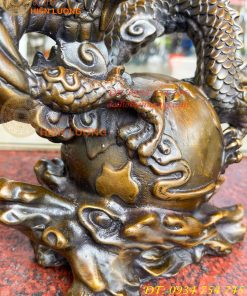 Tượng Rồng Ôm Địa Cầu Bằng Đồng Phong Thủy