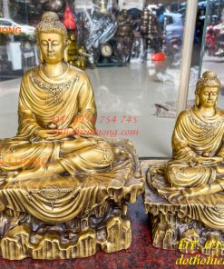 Tượng Phật Thích Ca Ngồi Bệ Đá Bằng Đồng
