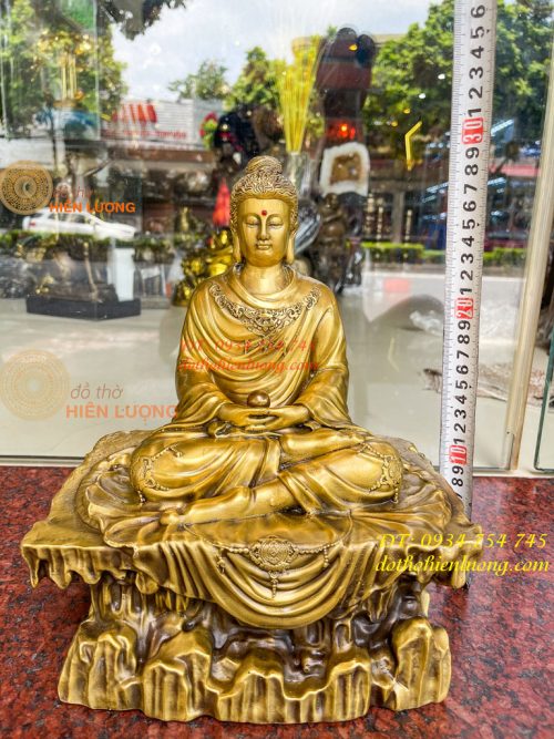 Tượng Phật Thích Ca Ngồi Bệ Đá Bằng Đồng