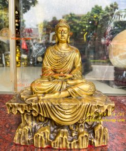 Tượng Phật Thích Ca Ngồi Bệ Đá Bằng Đồng