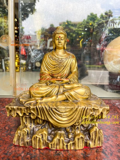 Tượng Phật Thích Ca Ngồi Bệ Đá Bằng Đồng