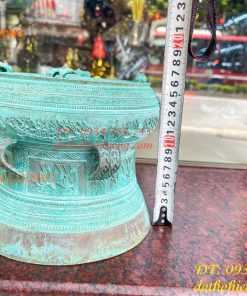 Quả Trống Đồng Màu Xanh Giả Cổ ĐK 20cm