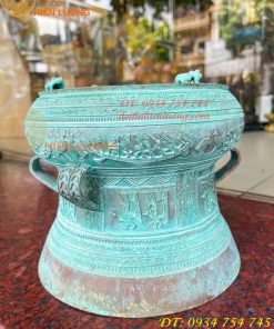 Quả Trống Đồng Màu Xanh Giả Cổ ĐK 20cm