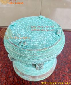 Quả Trống Đồng Màu Xanh Giả Cổ ĐK 20cm