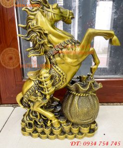 Tượng Ngựa Hí Túi Tiền Bằng Đồng Phong Thủy