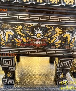 Bộ Đỉnh Vuông Khảm Ngũ Sắc Song Long Chầu Nguyệt