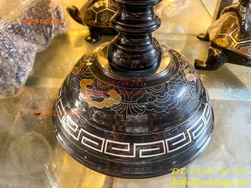 Bộ Đỉnh Vuông Khảm Ngũ Sắc Song Long Chầu Nguyệt