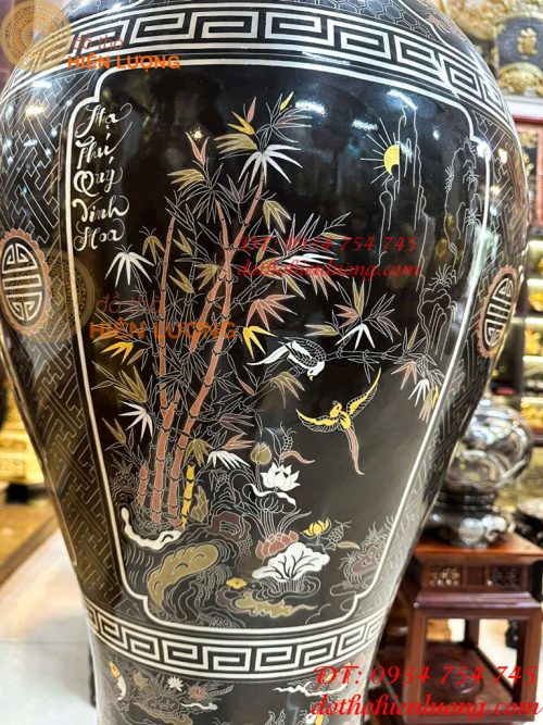 Đôi Chóe Bằng Đồng Đỏ Khảm Ngũ Sắc