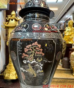 Đôi Chóe Bằng Đồng Đỏ Khảm Ngũ Sắc