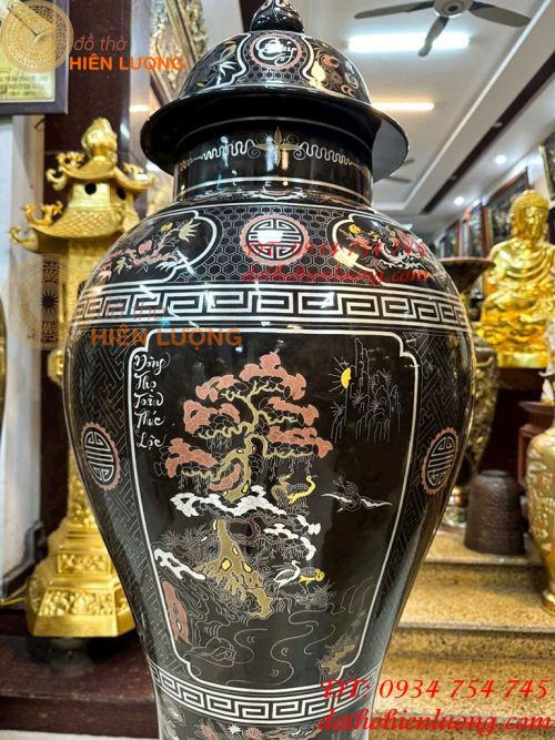 Đôi Chóe Bằng Đồng Đỏ Khảm Ngũ Sắc