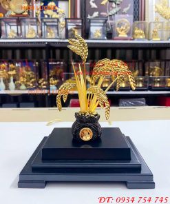 Biểu Trưng Cây Lúa Bằng Đồng Mạ Vàng 24K