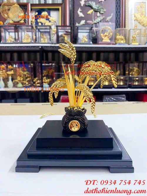 Biểu Trưng Cây Lúa Bằng Đồng Mạ Vàng 24K