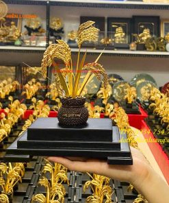 Biểu Trưng Cây Lúa Bằng Đồng Mạ Vàng 24K