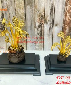 Biểu Trưng Cây Lúa Bằng Đồng Mạ Vàng 24K