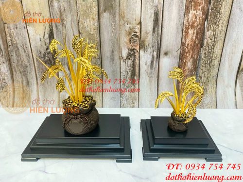 Biểu Trưng Cây Lúa Bằng Đồng Mạ Vàng 24K