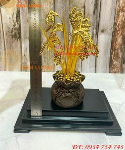 Biểu Trưng Cây Lúa Bằng Đồng Mạ Vàng 24K