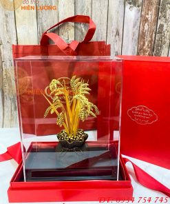 Biểu Trưng Cây Lúa Bằng Đồng Mạ Vàng 24K