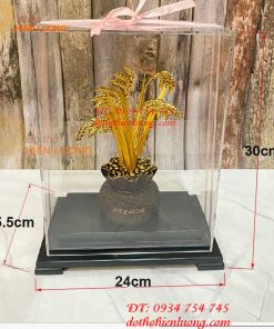 Biểu Trưng Cây Lúa Bằng Đồng Mạ Vàng 24K