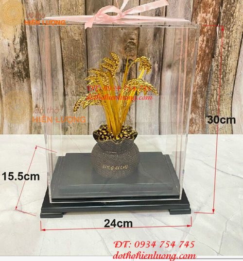 Biểu Trưng Cây Lúa Bằng Đồng Mạ Vàng 24K