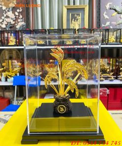 Biểu Trưng Cây Lúa Bằng Đồng Mạ Vàng 24K