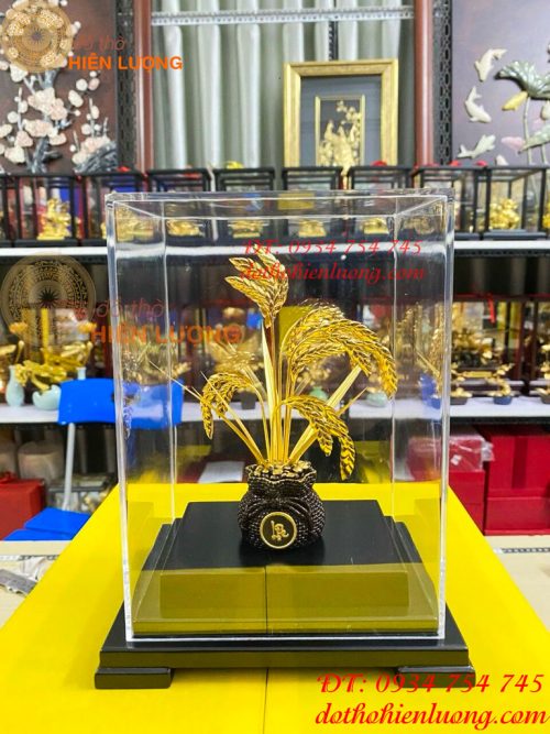 Biểu Trưng Cây Lúa Bằng Đồng Mạ Vàng 24K