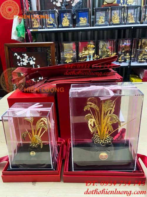 Biểu Trưng Cây Lúa Bằng Đồng Mạ Vàng 24K