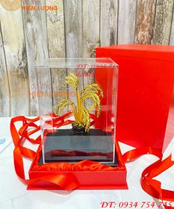 Biểu Trưng Cây Lúa Bằng Đồng Mạ Vàng 24K